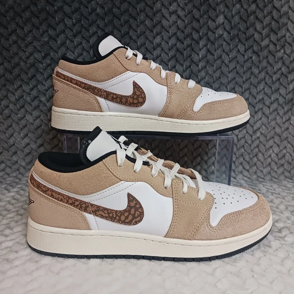 Air Jordan 1 Low SE Brown Elephant GS Youth Sneakers Shoes Size 5.5Y Women's 7